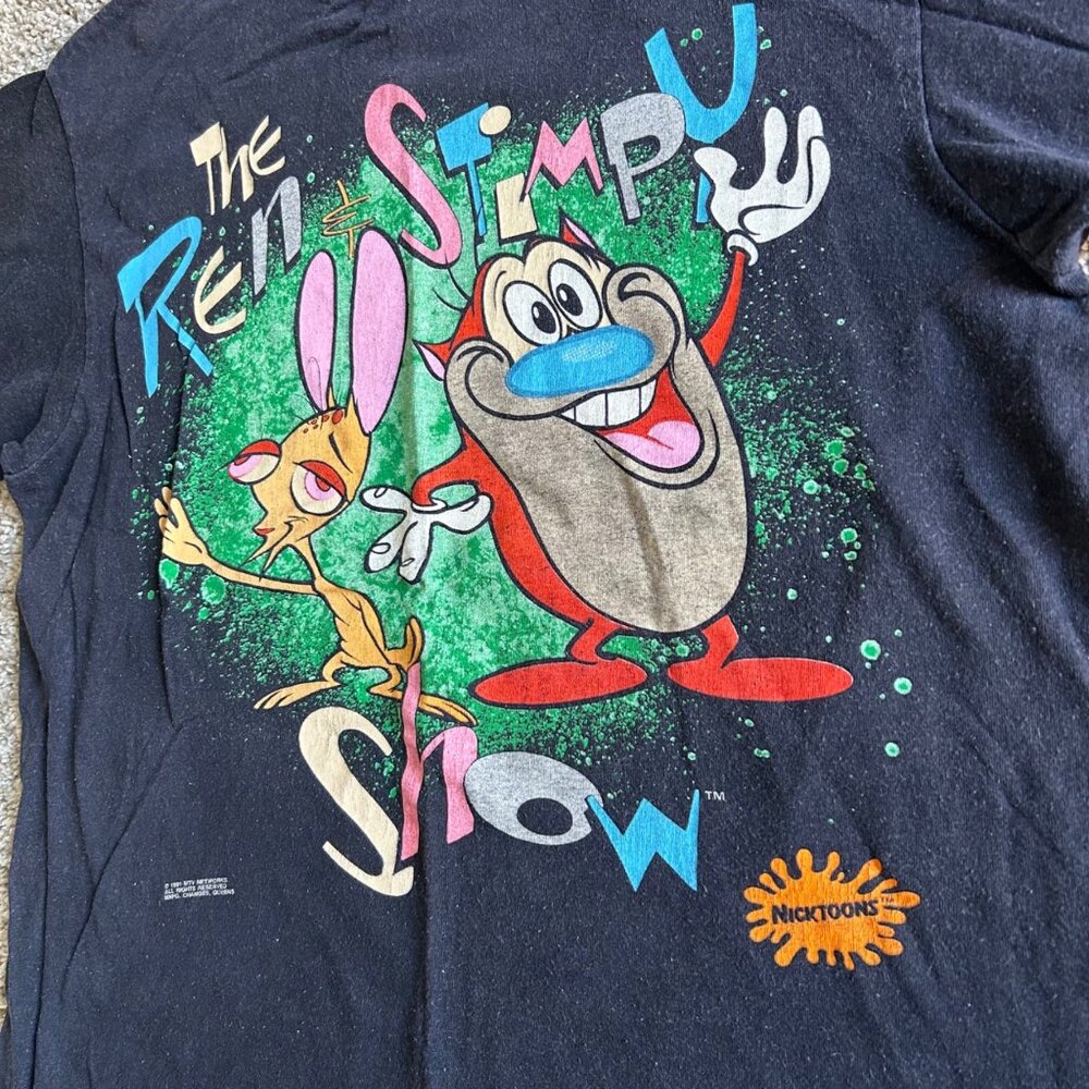 Vintage Changes 1991 The Ren & Stimpy Show Graphic T-Shirt Y2K Nickelodeon - Picture 2 of 13